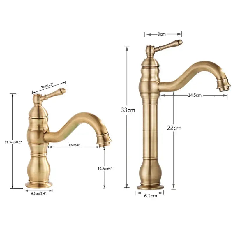 Decorbites antique brass basin faucet with classic ornate design and curved spout single handle mixer tap