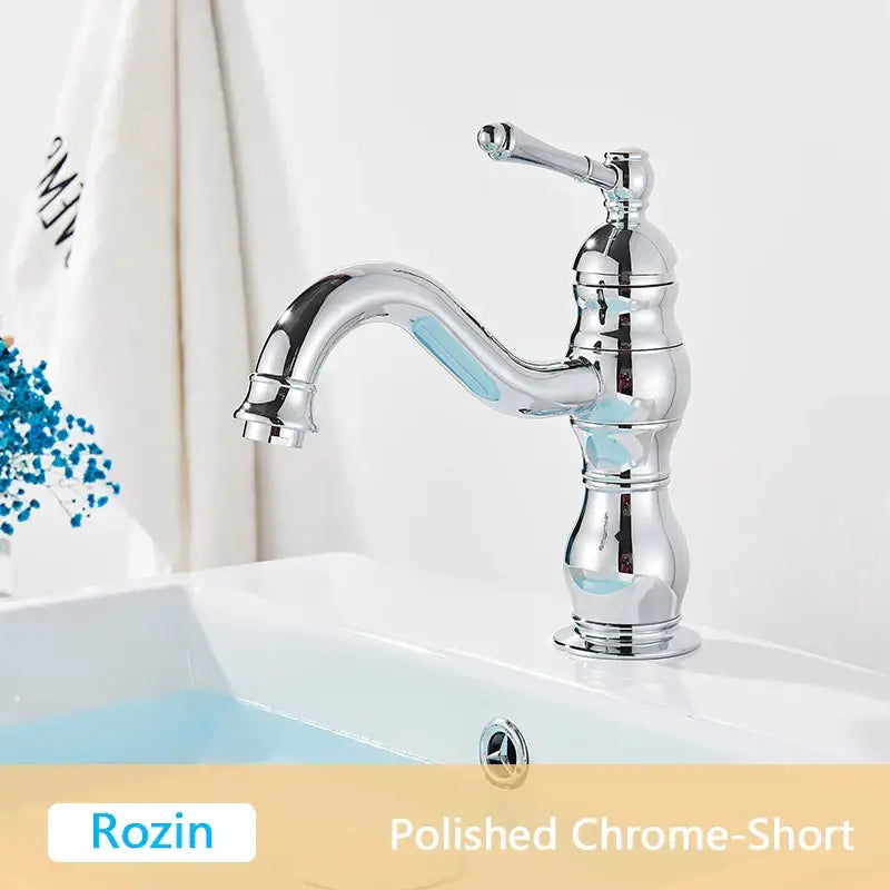 Polished chrome short basin faucet with ornate curved spout from decorbites antique brass bathroom mixer tap