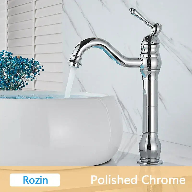 Polished chrome basin faucet with a tall curved spout from decorbites antique brass bathroom mixer tap collection