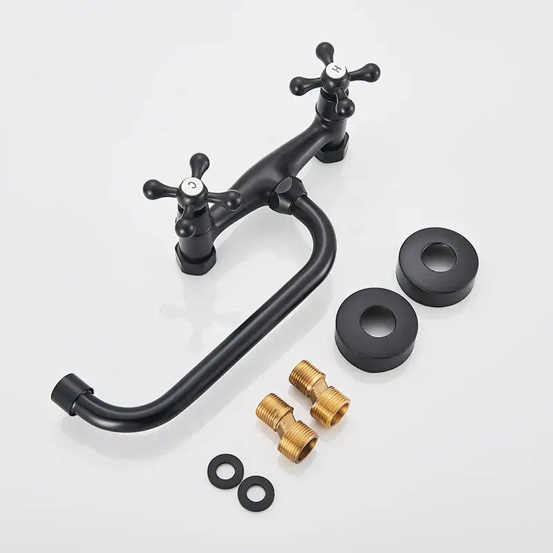 Black matte basin faucet with brass fittings and mounting hardware from decorbites antique brass basin collection