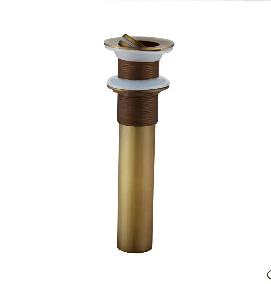 Decorbites™ antique brass basin sink drain with white ceramic flange and threaded metal body for basin sink use