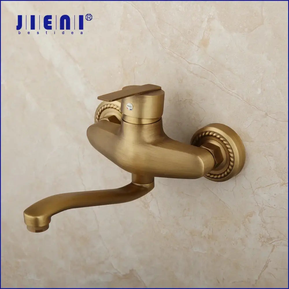 Decorbites antique brass basin sink mixer tap with ornate beaded detailing wall mounted kitchen faucet