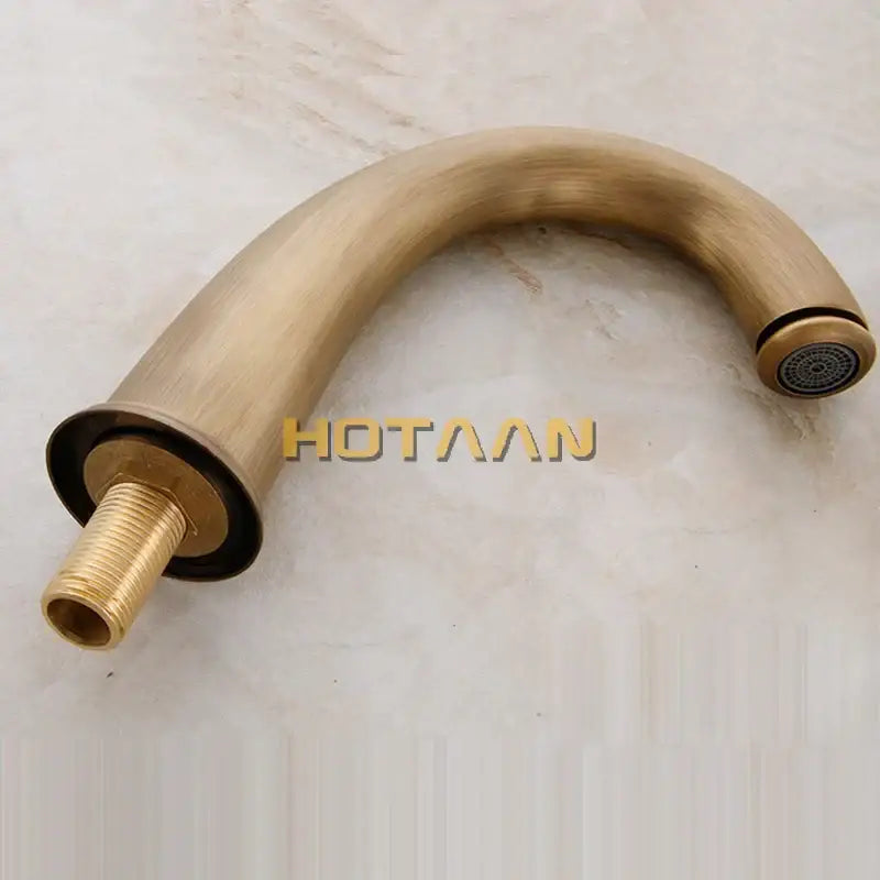 Decorbites antique brass bath mixer set with single-handle curved spout and textured nozzle bathroom faucet