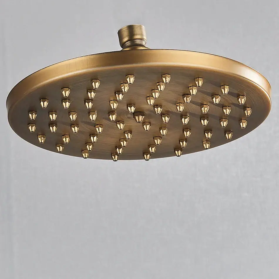 Decorbites™ antique brass bath rainfall shower head solid brass 8 inch round shower head with multiple nozzles