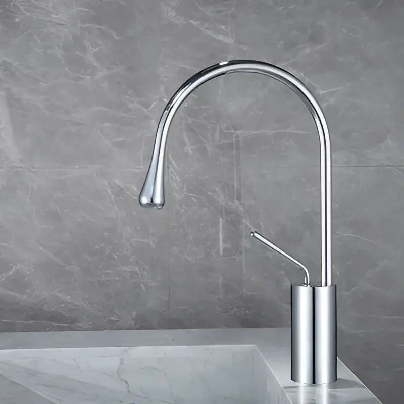 Modern chrome-finished basin faucet with sleek curved spout in decorbites antique brass bathroom basin style