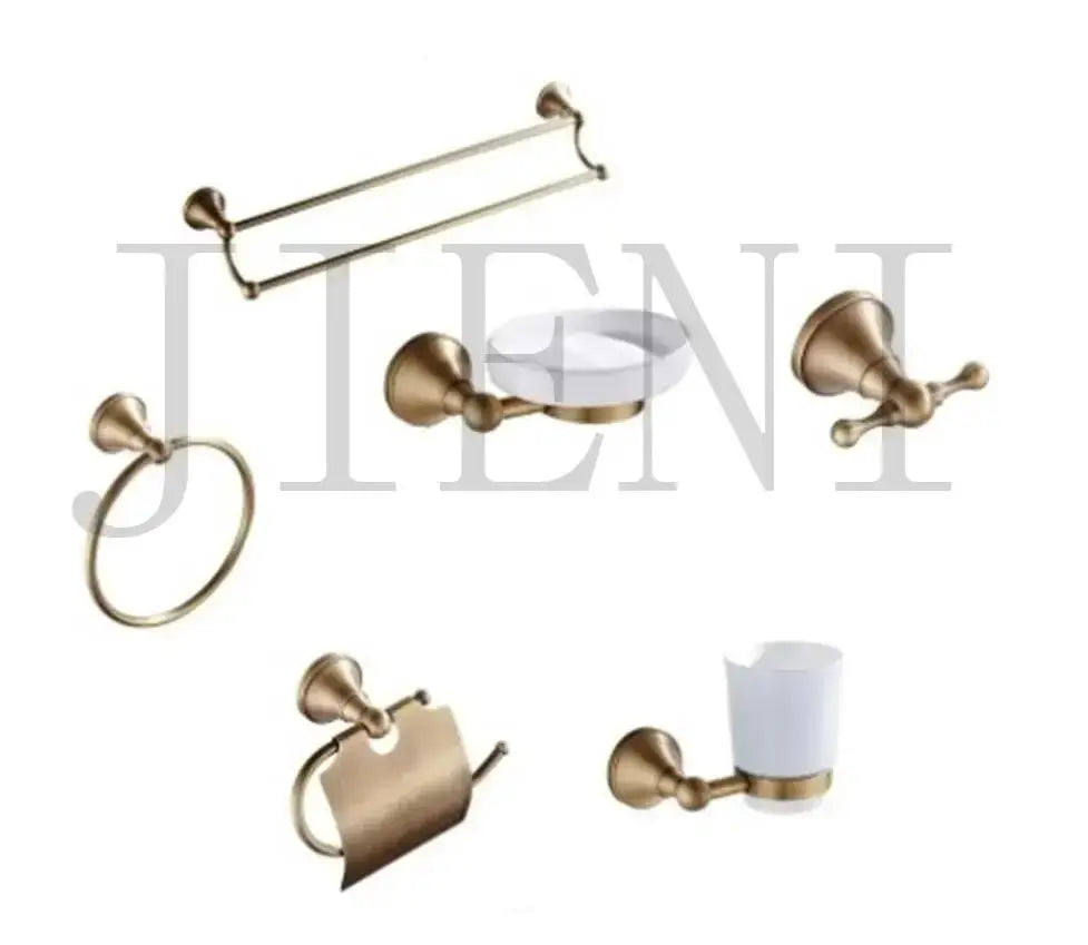 Decorbites antique brass bathroom hardware set with brass finish includes towel rack soap dish toilet paper and cup holder
