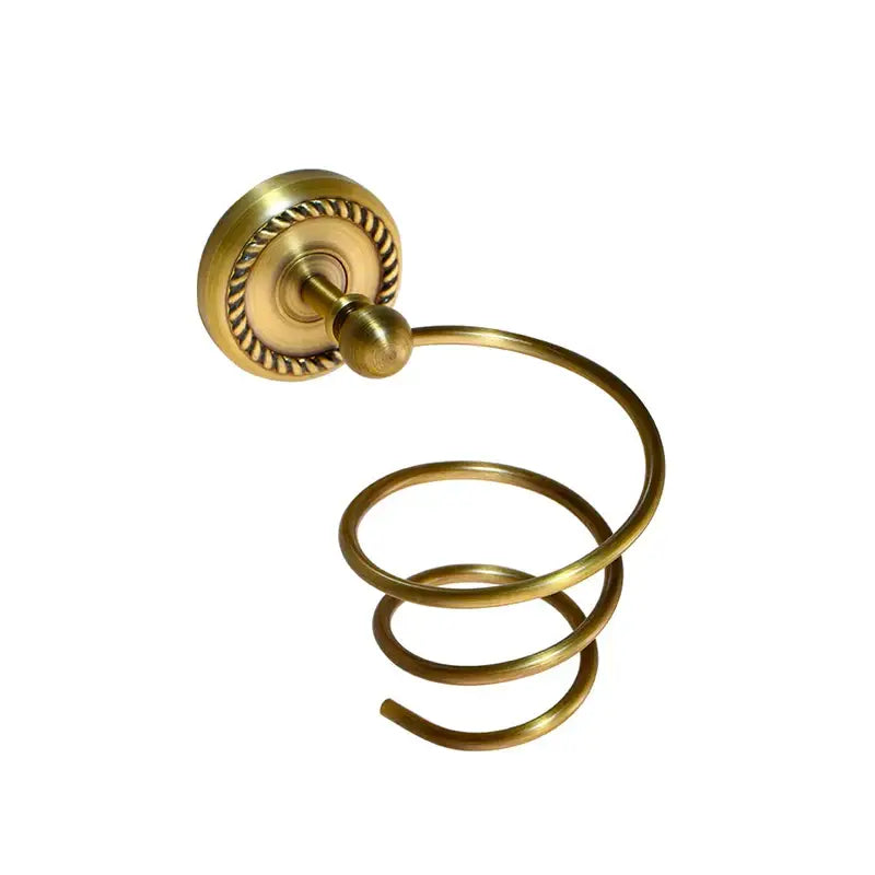 Decorbites antique brass bathroom hardware set spiral towel ring with decorative rope-edged mounting plate