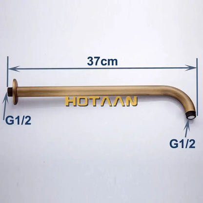 Decorbites antique brass bathroom tub shower arm 37cm long with g1/2 threaded ends brass finish wall mount