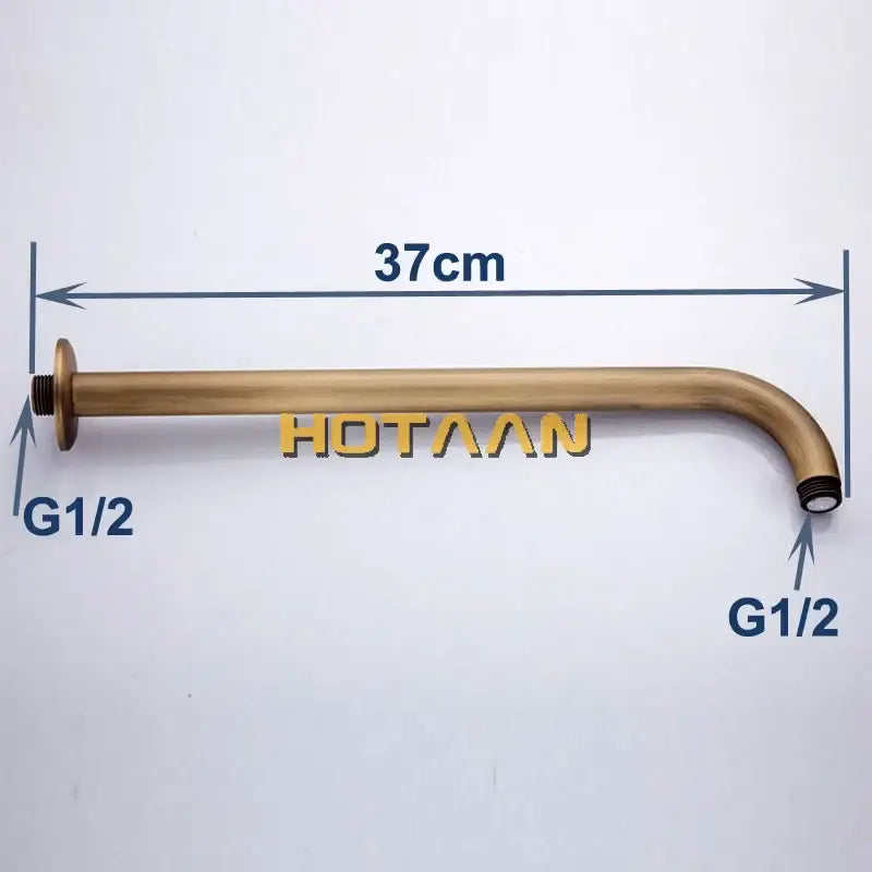 Decorbites antique brass bathroom tub shower arm 37cm long with g1/2 threaded ends brass finish wall mount