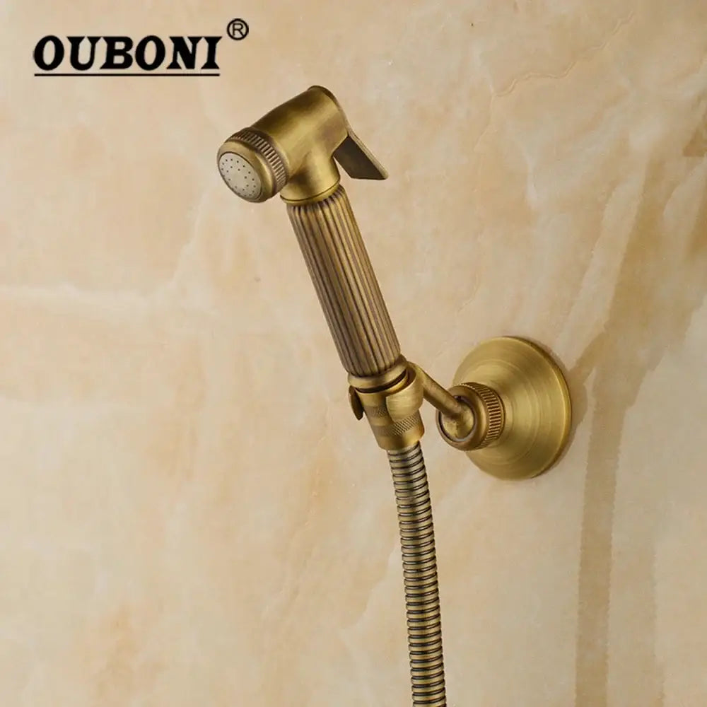 Decorbites antique brass bidet faucet wall mount with ouboni brass bidet faucet handheld shower and ribbed handle