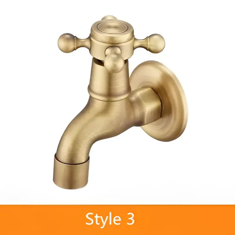 Antique brass garden bibcocks single cold tap faucet with cross-handle design for outdoor use by decorbites
