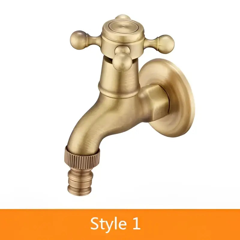 Decorbites antique brass garden bibcocks outdoor spigot with cross-handle design and threaded hose connection
