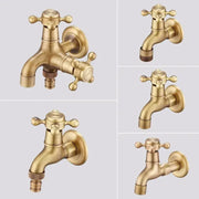 DecorBites™ antique brass garden bibcocks single cold tap faucet with brass finish and vintage cross-handle design for outdoor use