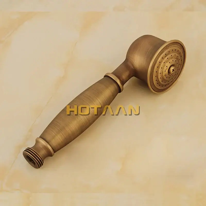 DecorBites™ antique brass shower head kit with handheld classic elongated handle and circular multi-nozzle spray face