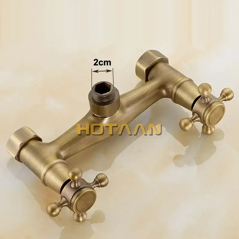 Decorbites antique brass hand held shower kit featuring wall mounted dual-handle faucet with cross knobs