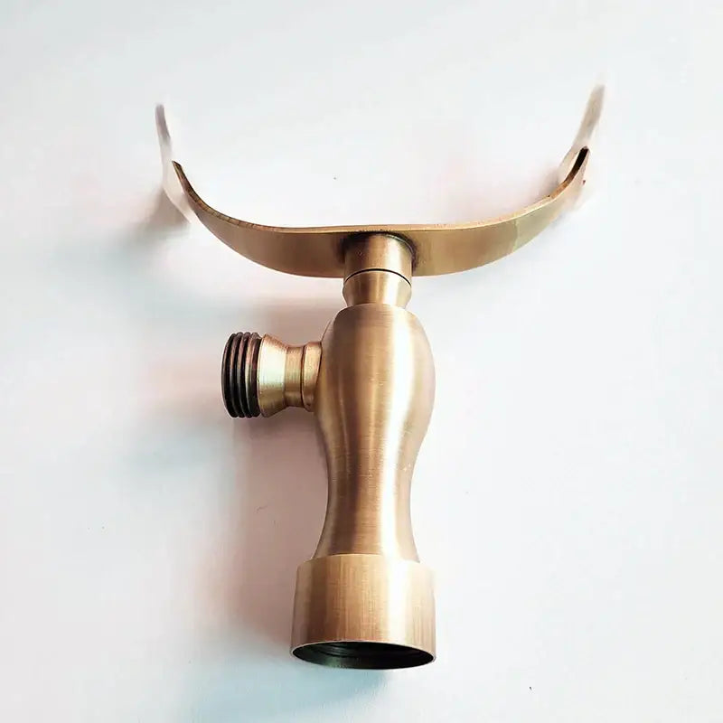 Decorbites antique brass hand shower holder bracket with brass-finished curved wall-mounted shower holder faucet