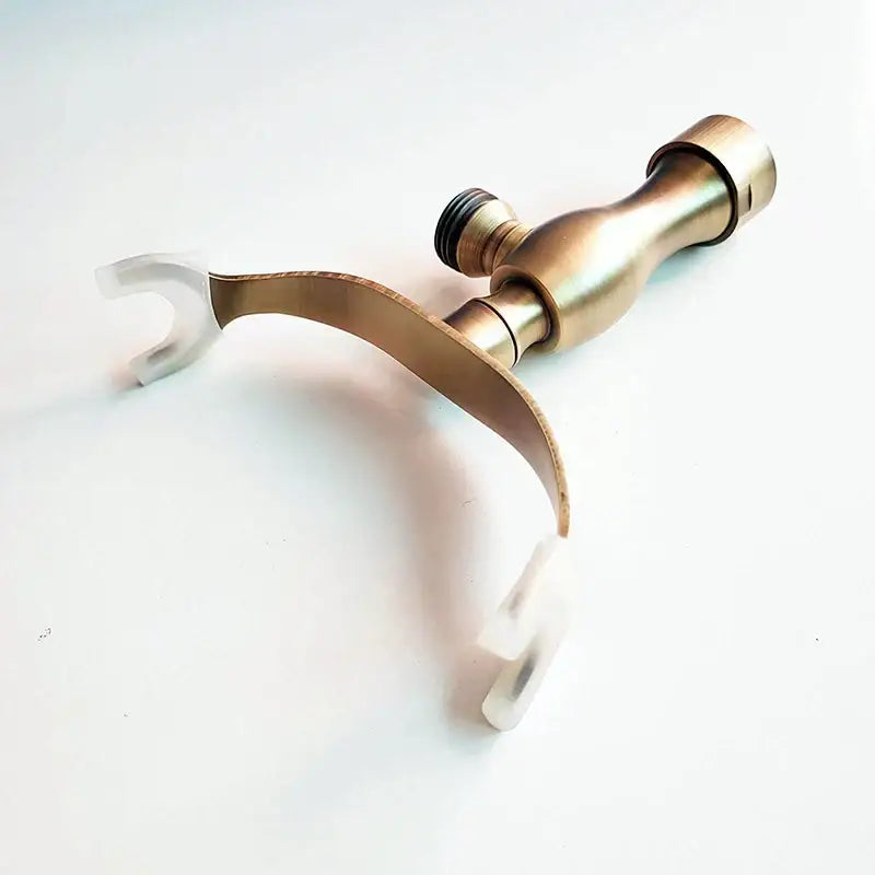 DecorBites™ antique brass hand shower holder bracket with curved spout and decorative handle for wall mount bathroom use