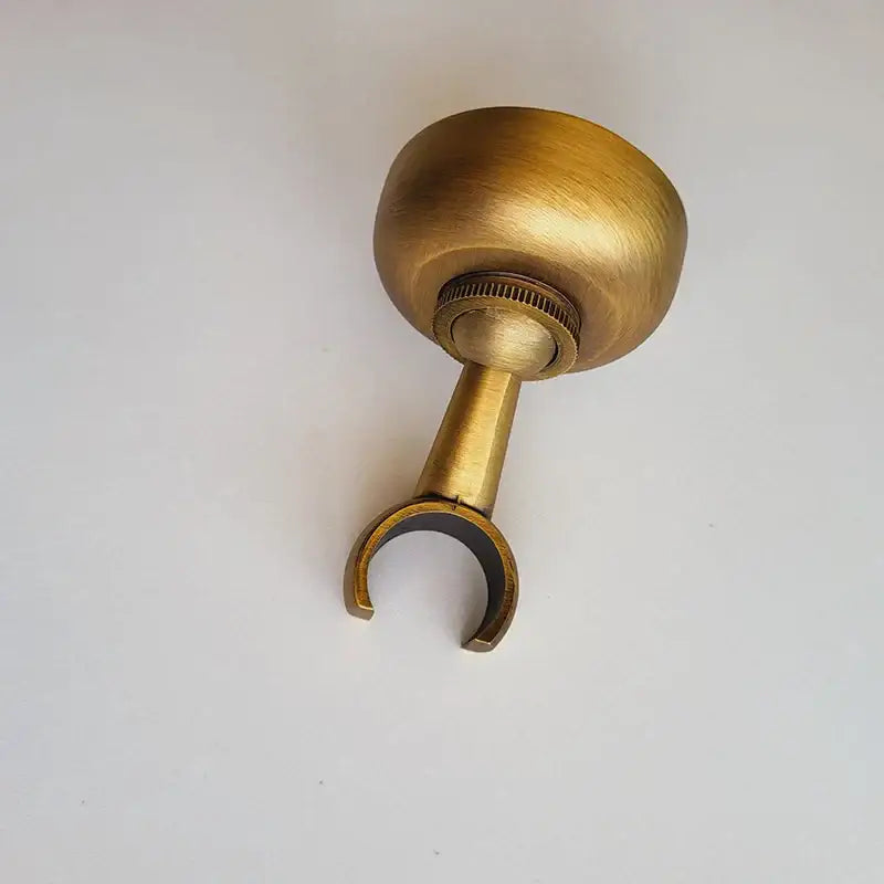 DecorBites antique brass hand shower holder with rounded knob and adjustable clamping shower holder hook pedestal bracket