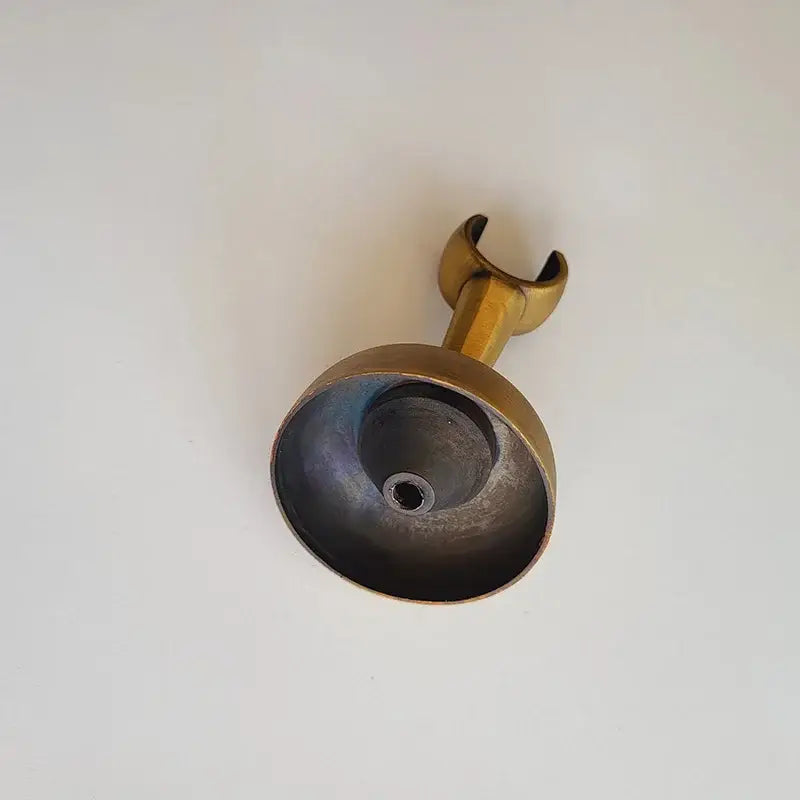 Decorbites antique brass hand shower holder hook with curved top and conical base metal pedestal bracket wall mount