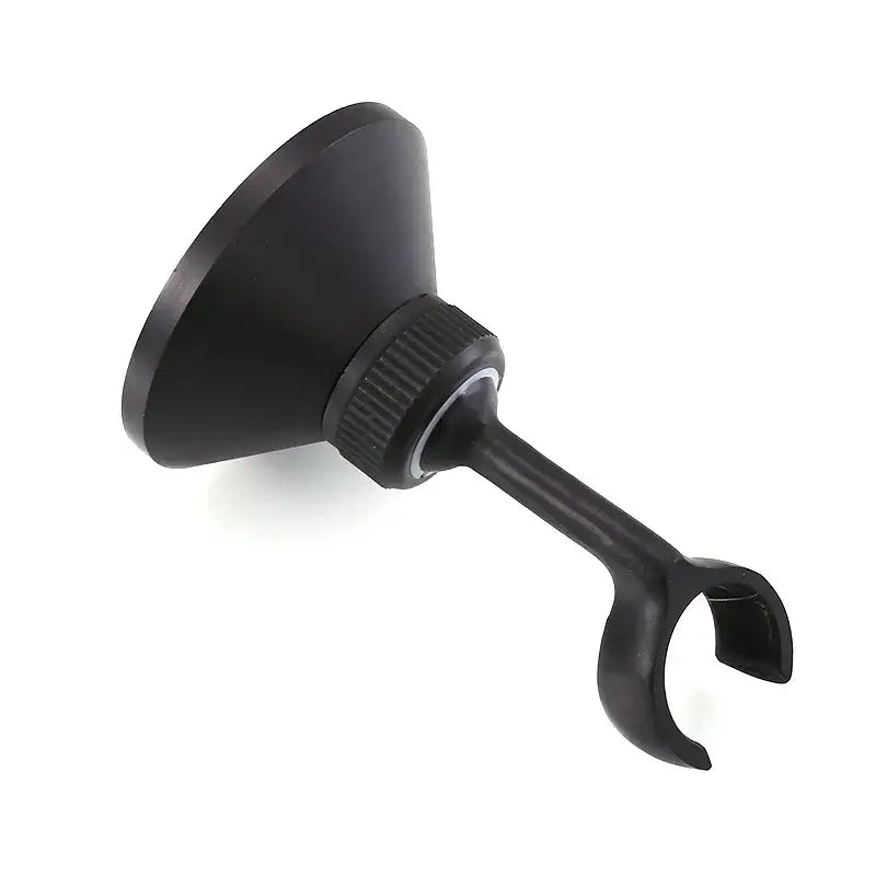 Black matte suction cup mount with textured grip collar and adjustable hook for brass handheld shower holder use