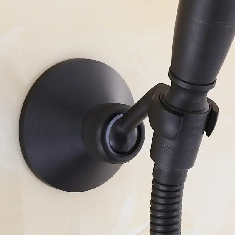 Decorbites™ brass handheld shower holder with antique brass finish wall-mounted swivel rack and flexible hose attachment