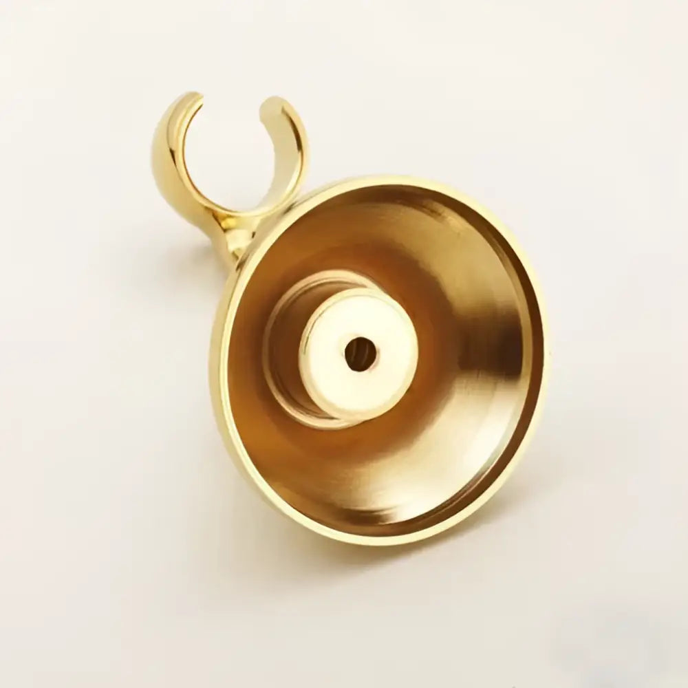 Decorbites antique brass handheld shower holder with a gold-colored brass funnel and curved handle swivel mount rack