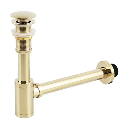 DecorBites™ antique brass bathroom sink drain kit with polished brass pop up drain and p-trap pipe threaded connections