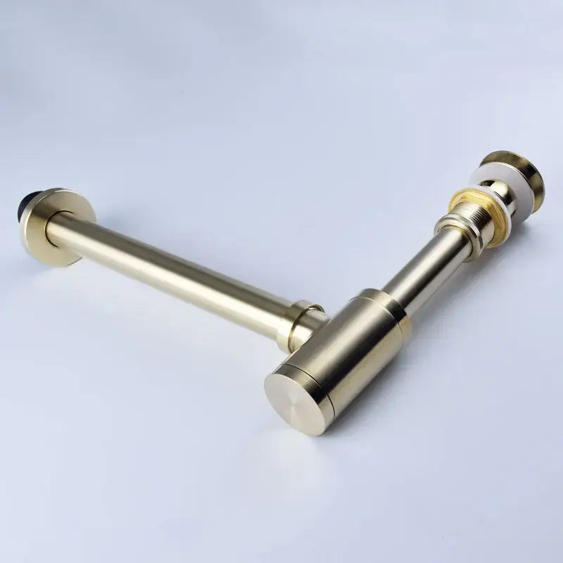 Decorbites™ antique brass drain kit with polished brass-finished pop up drain and p-trap pipe for bathroom sink