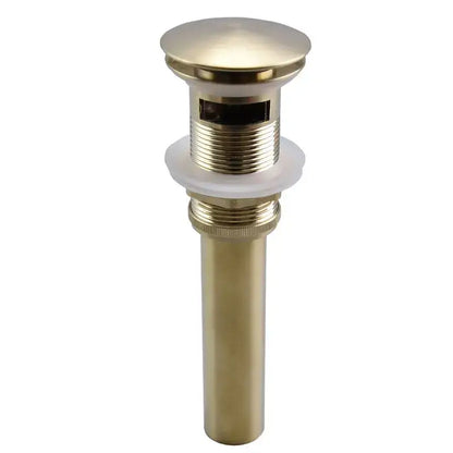 Brass-finished antique brass bathroom sink drain kit with sleek cylindrical body and threaded connections for decorbites