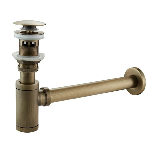 DecorBites™ antique brass drain kit with white rubber seals and modern design for bathroom sink use