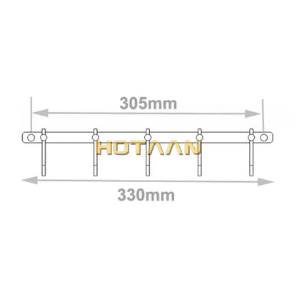Metallic gray industrial rail with vertical supports complements decorbites™ antique brass robe hook for stylish bathroom organization