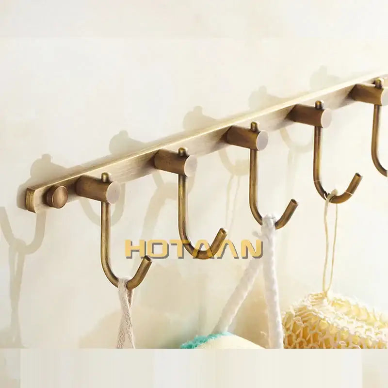 Decorbites antique brass robe hook with five hooks wall-mounted for stylish bathroom organization