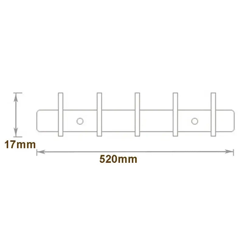 Decorbites™ antique brass robe hook wooden coat rack 520mm long with five vertical slots wall mount bathroom accessory