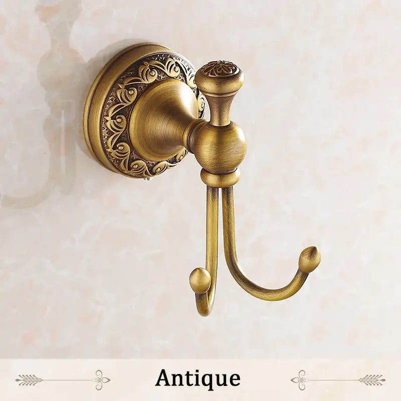 Decorbites antique brass robe hooks with ornate scrollwork vintage finish wall-mounted brass robe hooks for bathroom use