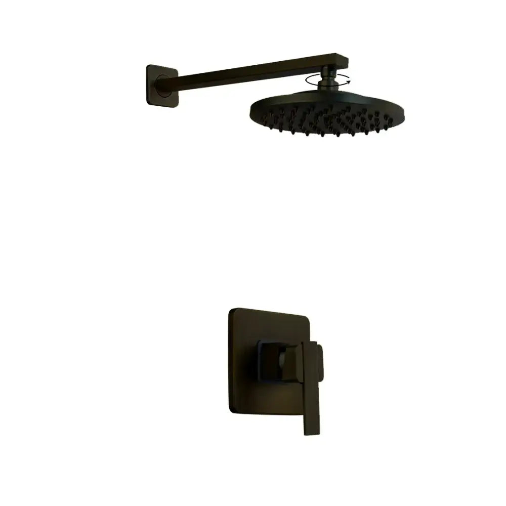 Decorbites™ antique brass shower faucet set with black matte rainfall shower head and matching wall-mounted control valve