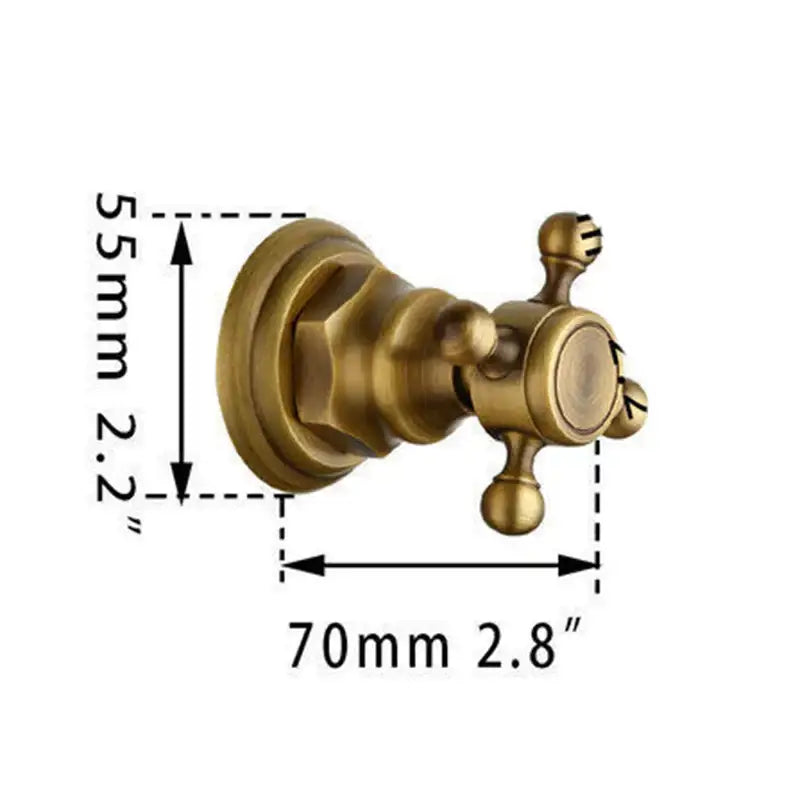 DecorBites antique brass round wall mounted shower faucet set with dual handles and vintage design finish