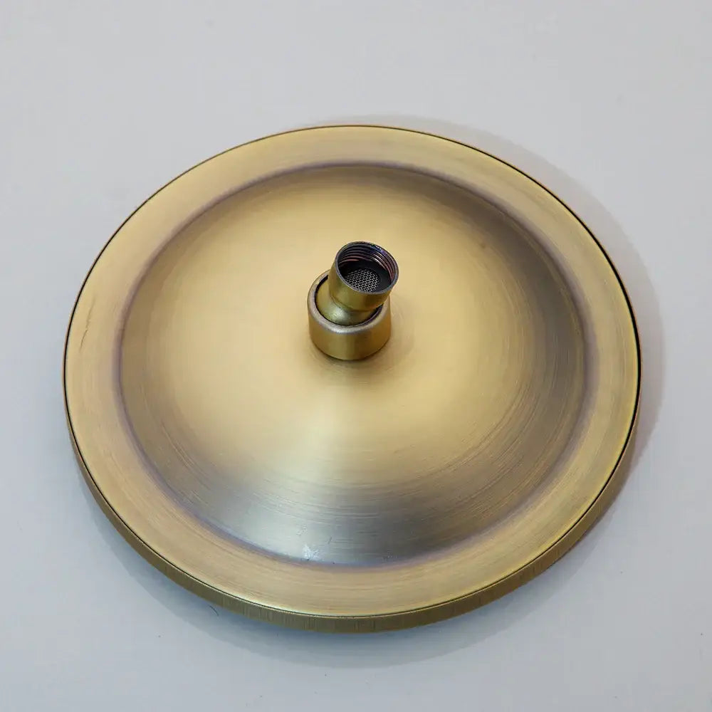 DecorBites™ antique brass round wall mounted rainfall shower faucet set base with central threaded nozzle for faucet set
