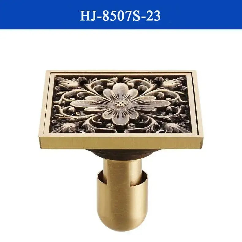 Decorbites™ antique brass shower drain cover with ornate floral design brass shower drain for bathroom use