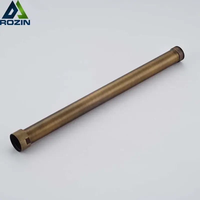 Bronze-colored antique brass shower faucet extension tube 30cm with threaded ends and matte finish industrial design