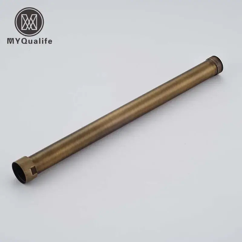 DecorBites™ antique brass pipe extension tube 30cm with threaded ends and matte finish for shower faucet extension