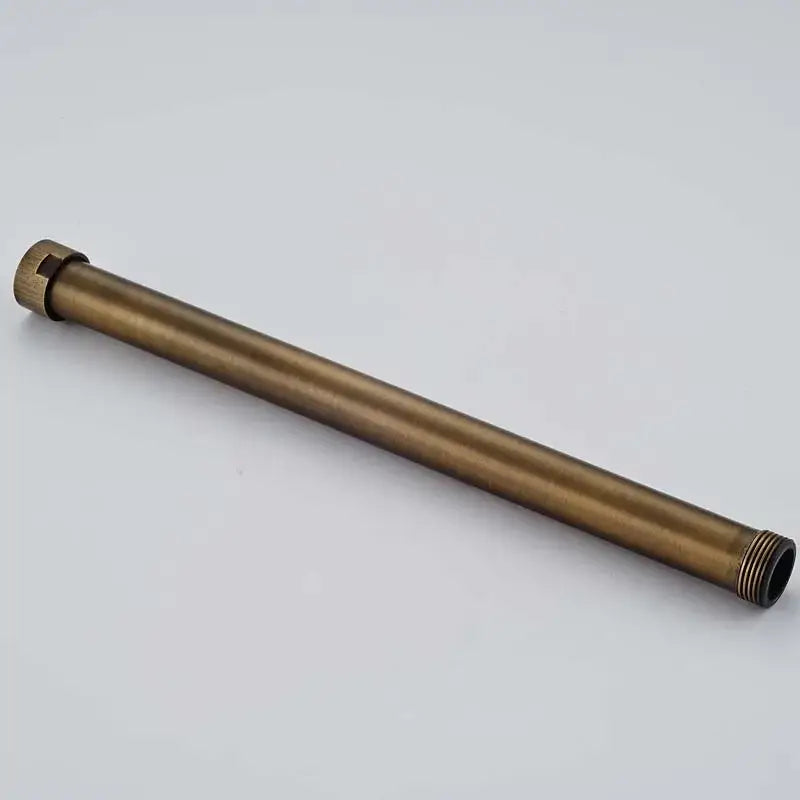 Decorbites antique brass pipe extension tube 30cm with threaded ends and hexagonal nut for shower faucet use