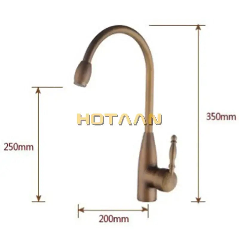 DecorBites™ antique brass swivel basin mixer tap with curved spout and ornate handle for kitchen and bathroom use