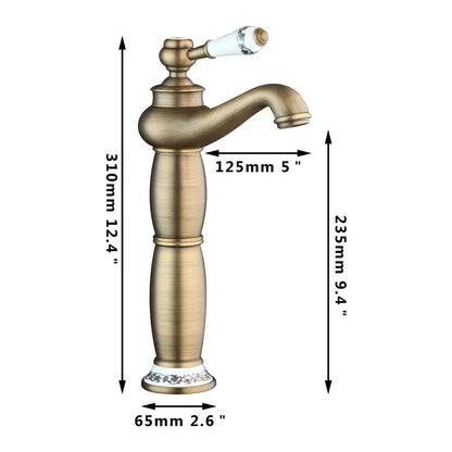 Decorbites antique brass swivel bathroom faucet mixer tap with single handle clear crystal and decorative base