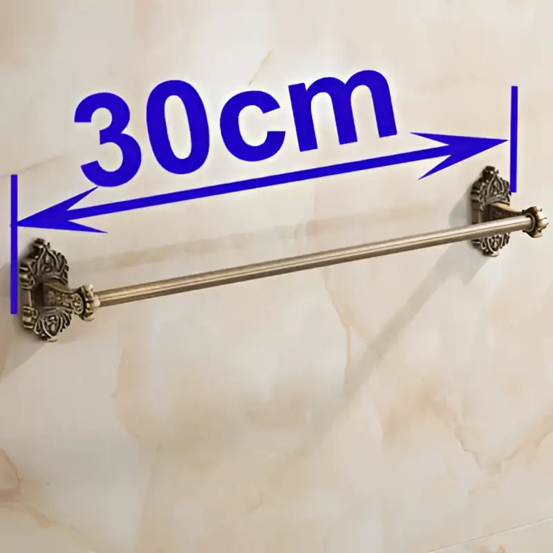 DecorBites antique brass towel bar 30cm with ornate floral brass towel bar end caps for wall mounted bathroom use