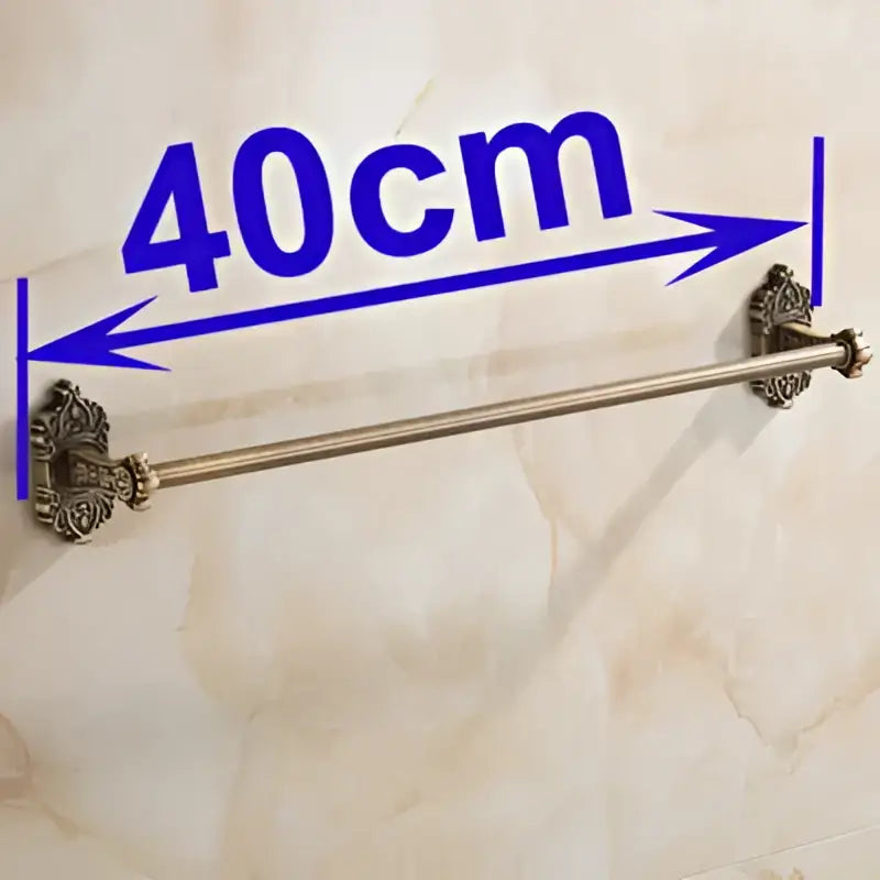 DecorBites™ antique brass towel bar with ornate floral end caps 40cm wall mounted brass towel bar for bathrooms