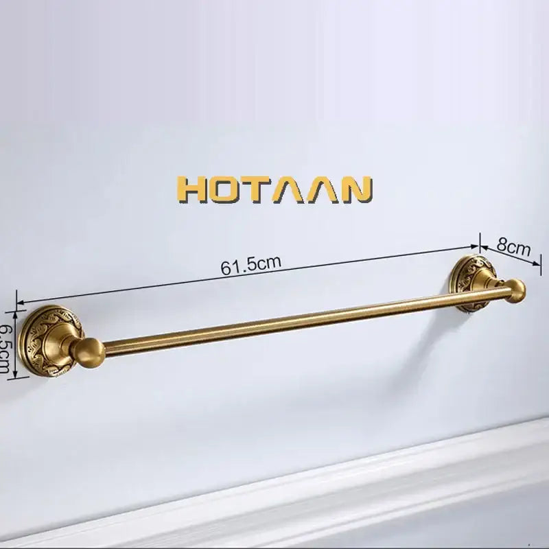 Decorbites antique brass towel holder single bar 30-60cm made of solid aluminium with ornate gold-finished brass mounts