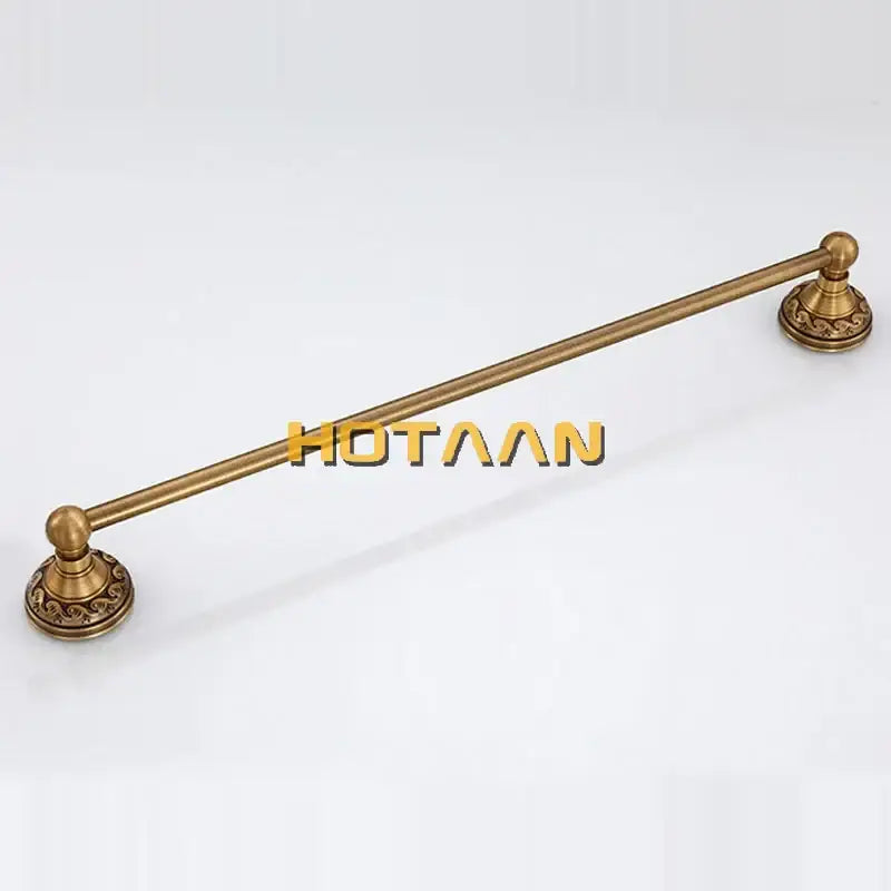 Decorbites antique brass towel holder single bar 30-60cm crafted from solid aluminium with ornate circular base plates