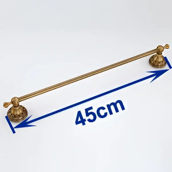 DecorBites™ antique brass single bar towel holder 45cm long with ornate decorative end caps solid aluminium rack