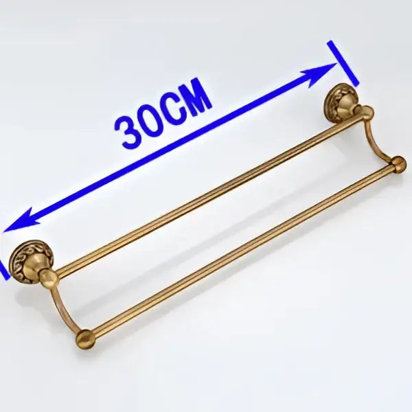 Decorbites antique brass single bar towel holder with brass-finished solid aluminium rail and ornate end caps