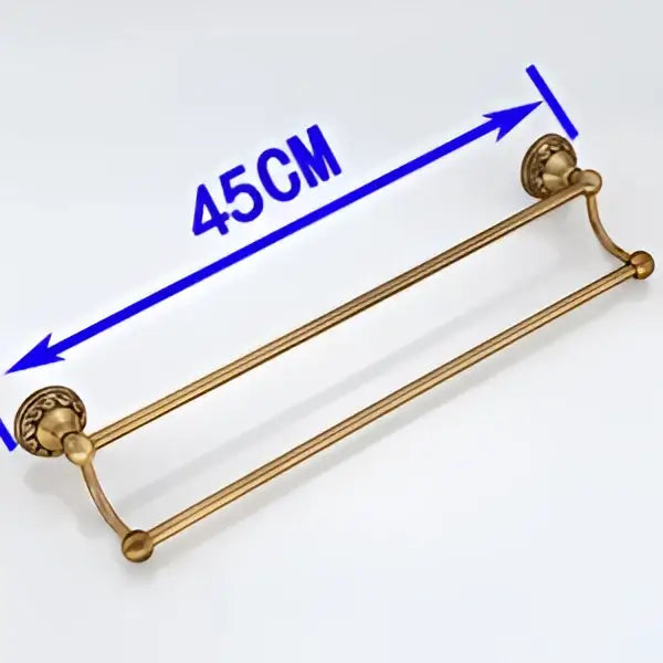 Decorbites antique brass towel holder single bar rack with brass-finished solid aluminium rail and ornate end caps